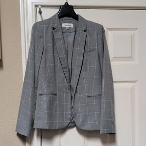Calvin Klein Light Gray Windowpane Blazer
